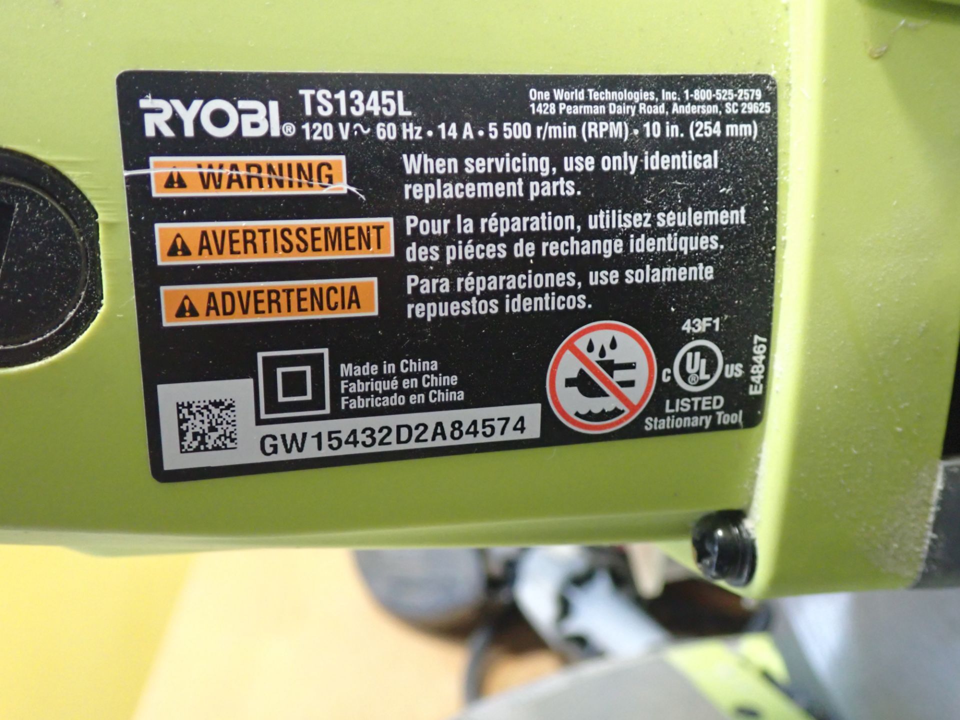 RYOBI TS1345L COMPOUND MITRE SAW - Image 3 of 3