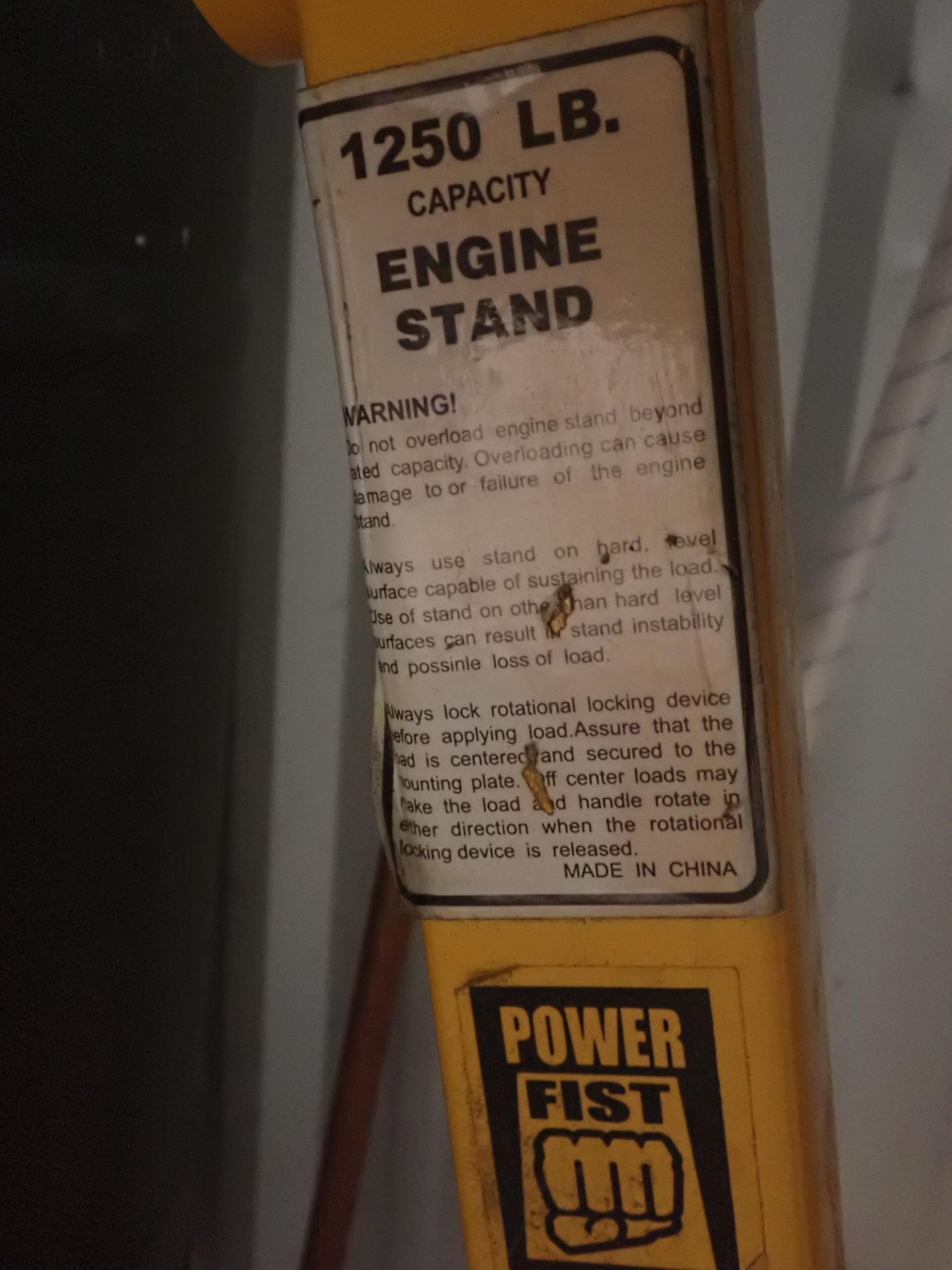 POWERFIST 1250LBS CAP PORTABLE ENGINE STAND - Image 3 of 3