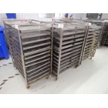 UNITS - STAINLESS STEEL DRYING RACKS C/W TRAYS - 37" X 27" X 56"