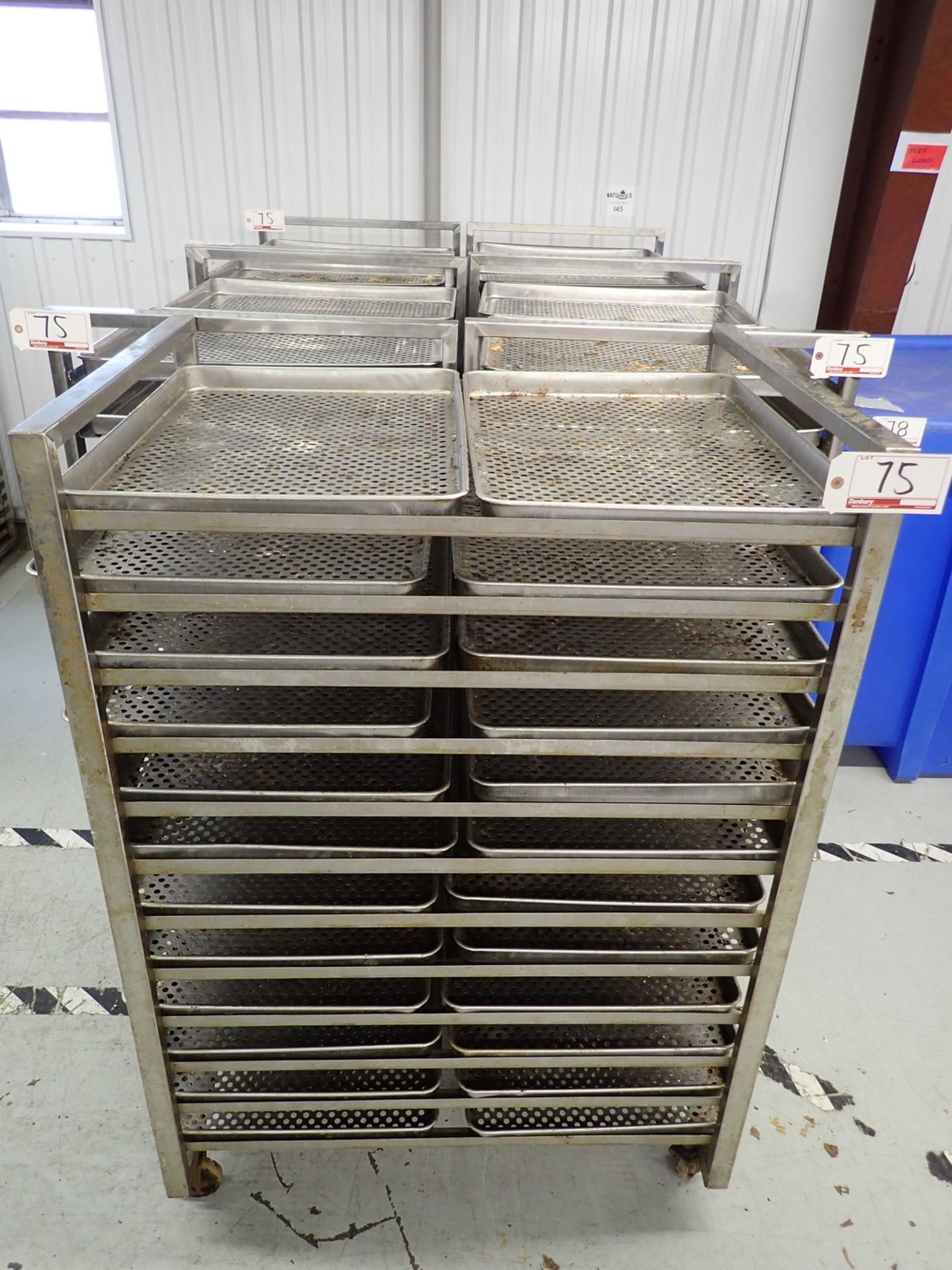 UNITS - STAINLESS STEEL DRYING RACKS C/W TRAYS - 37" X 27" X 56"