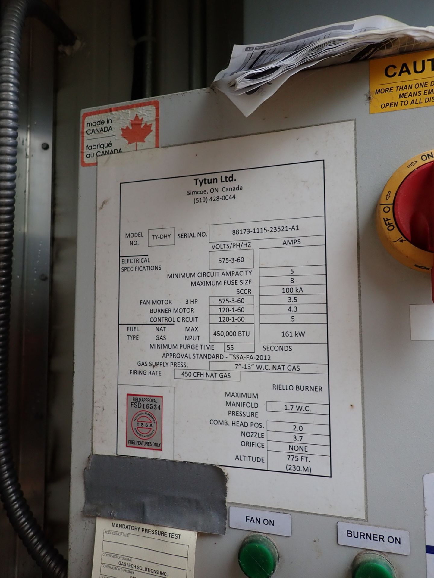 TYTUN LTD TY-DHY ELITE NATURAL GAS DEHYDRATOR OVEN C/W REILLO BURNERS - Image 11 of 14