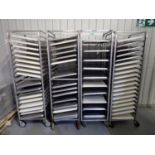 UNITS - ALUMINUM BAKING TRAY RACKS C/W TRAYS - 20" X 26 X 69"