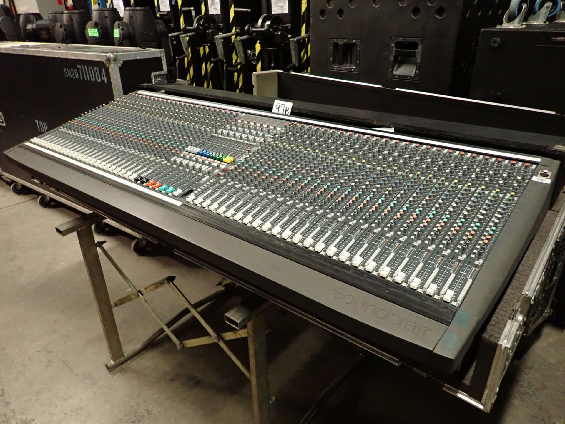 SOUND CRAFT SM20 48 X 20 MIXING CONSOLE C/W CPS 800 CONSOLE POWER SUPPLY, ROLLING HARD CASE