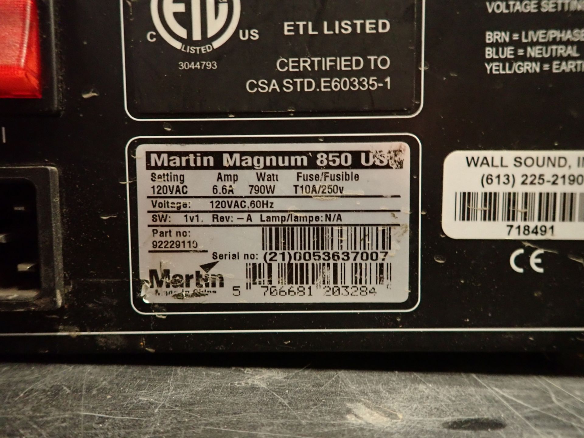 MARTIN MAGNUM 850 US FOG MACHINE - Image 2 of 2