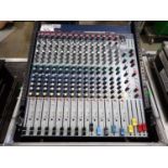 SOUNDCRAFT GB2R 12/2 12-CH RACK MOUNTABLE MIXER C/W ROLLING ROAD CASE