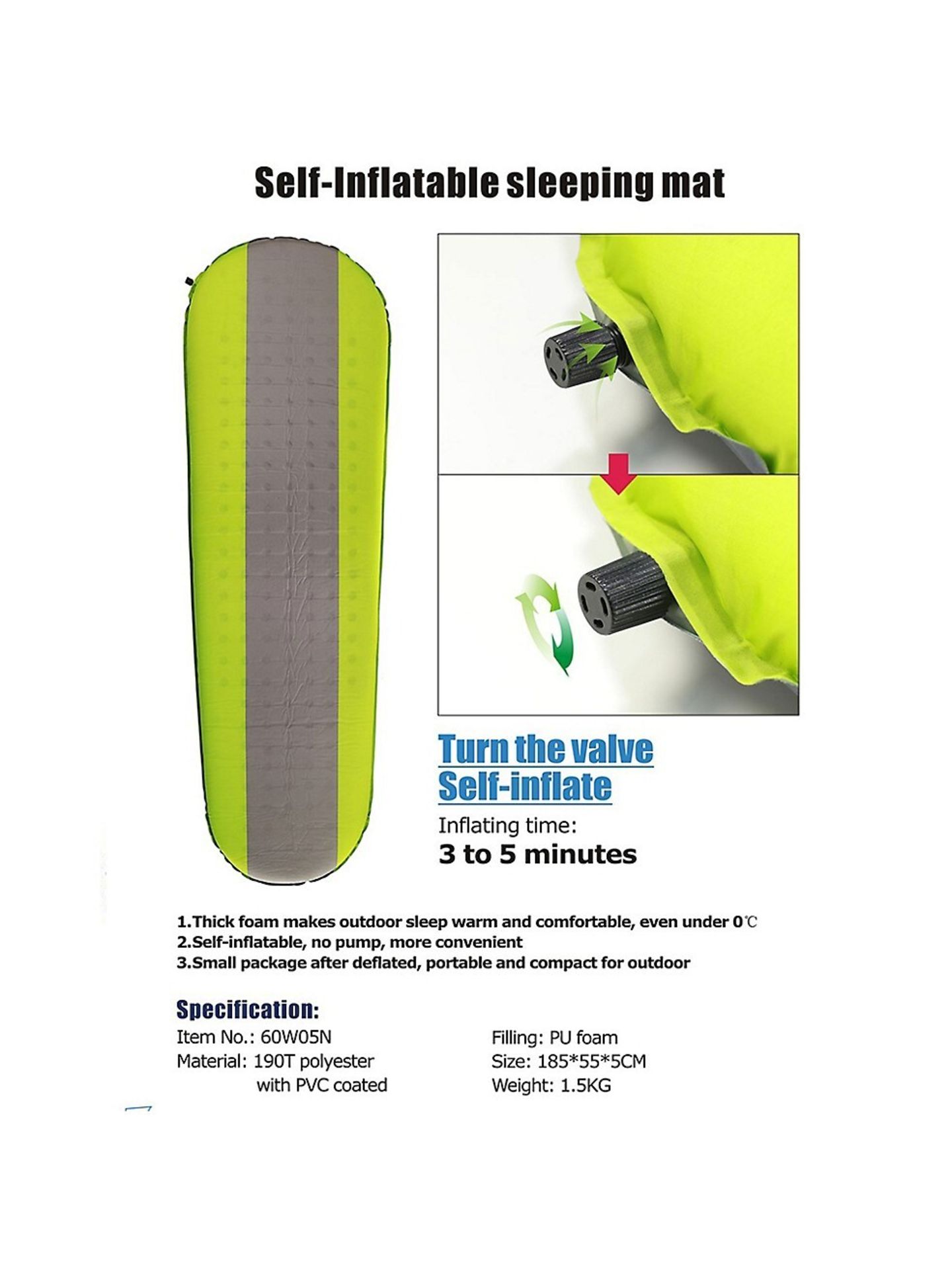 UNITS - SELF-INFLATABLE CAMPING AIR MATTRESS (NEW) (MSRP $125) - Image 2 of 3