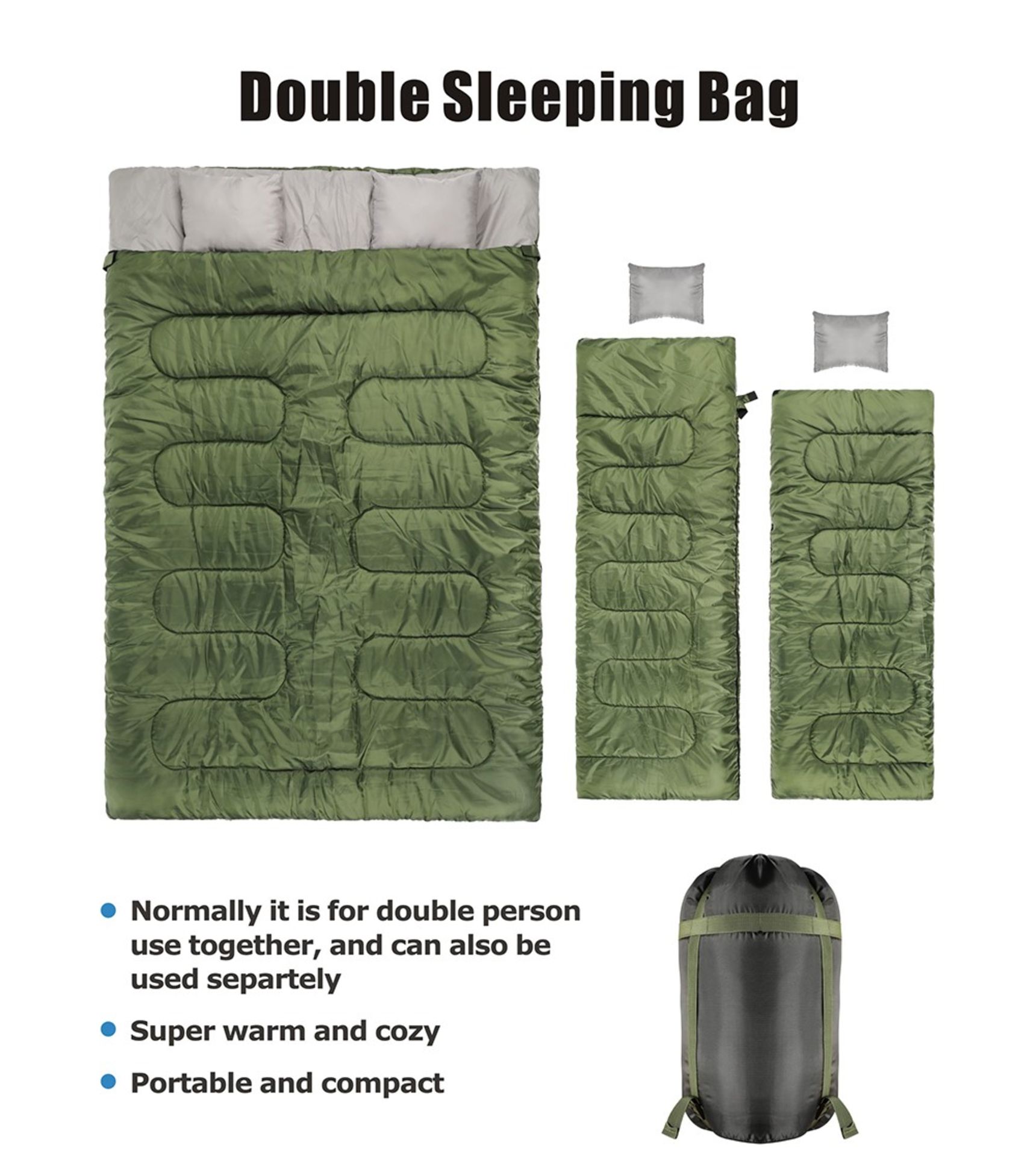 UNITS - DOUBLE SQUARE SLEEPING BAGS (NEW) (MSRP $100) - Image 2 of 4