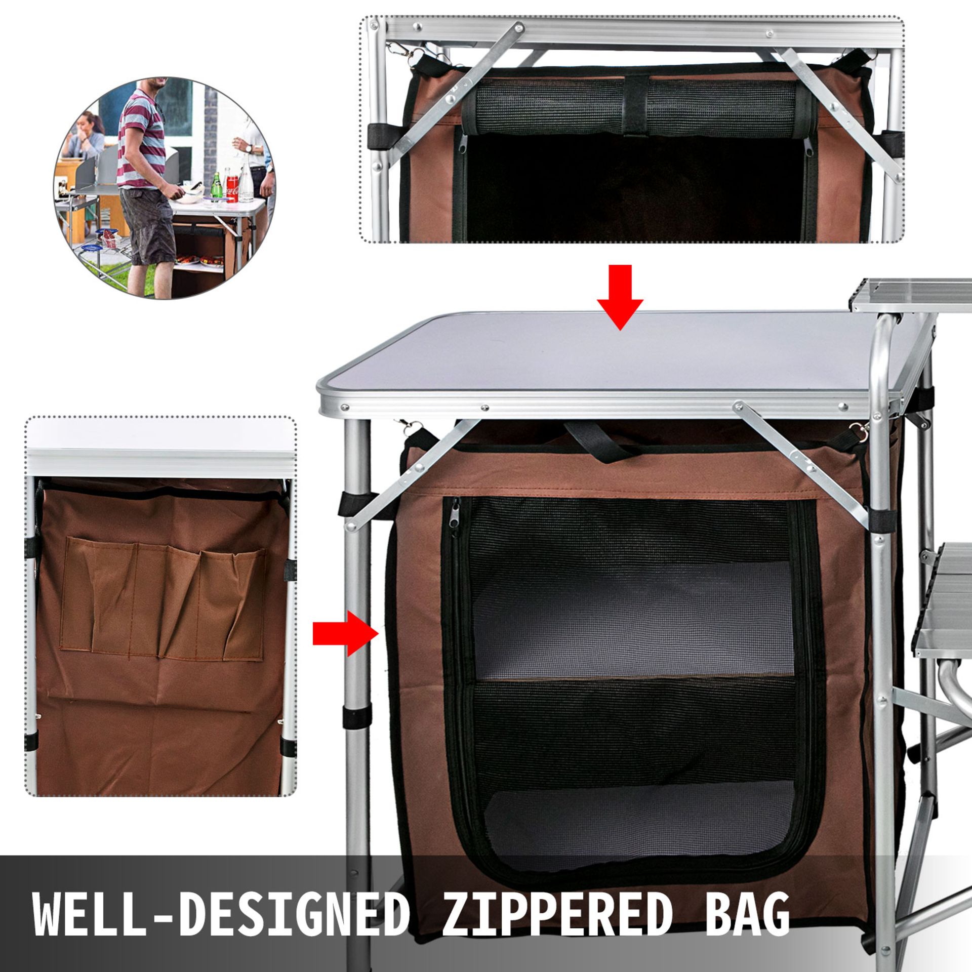 PORTABLE OUTDOOR COLLAPSIBLE KITCHEN PREP TABLE (NEW) (MSRP $225) - Bild 2 aus 5