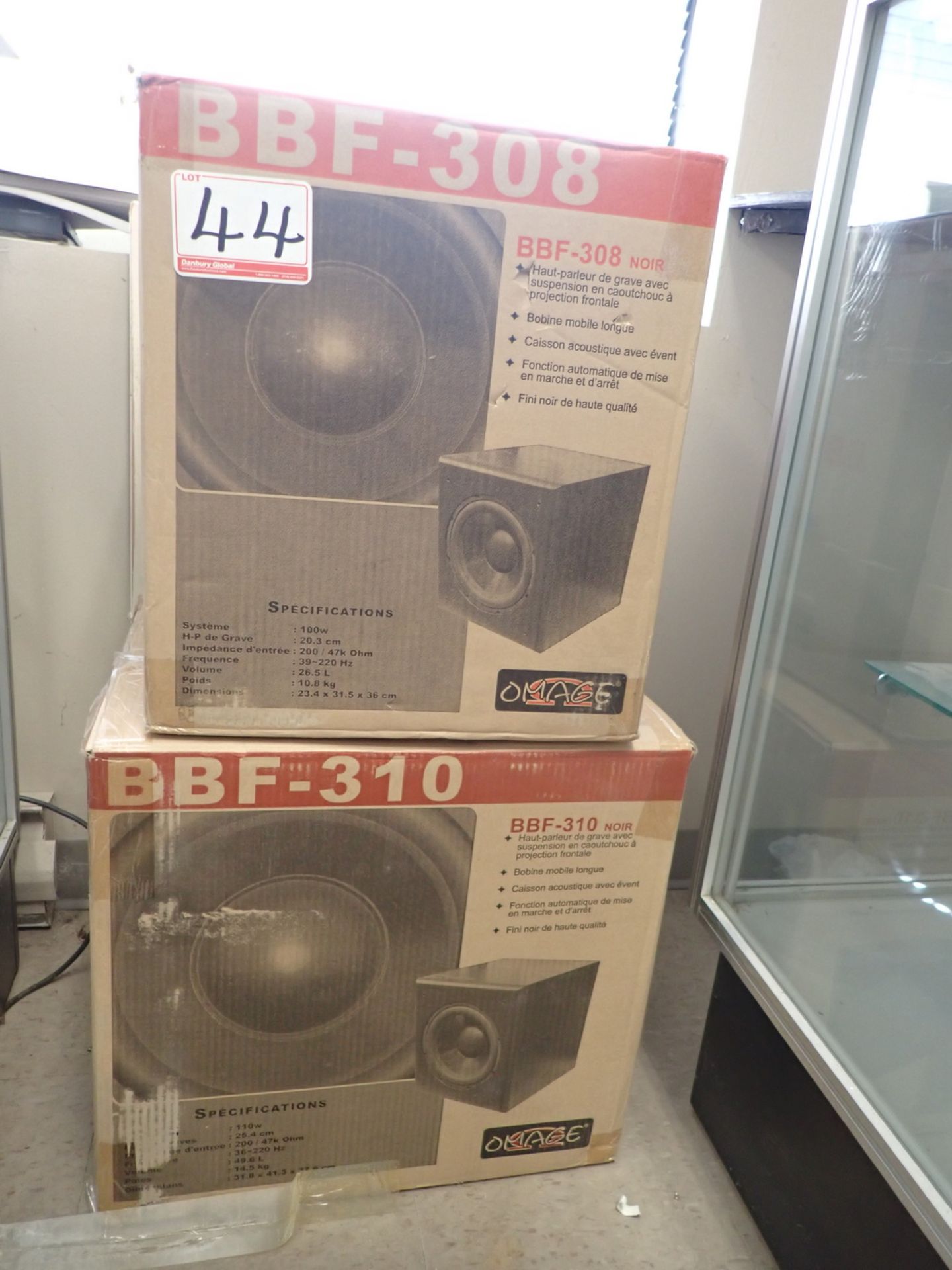 LOT - (1) BBF-308 BLACK 100W & (1) BBF-310 BLACK 110W SPEAKERS