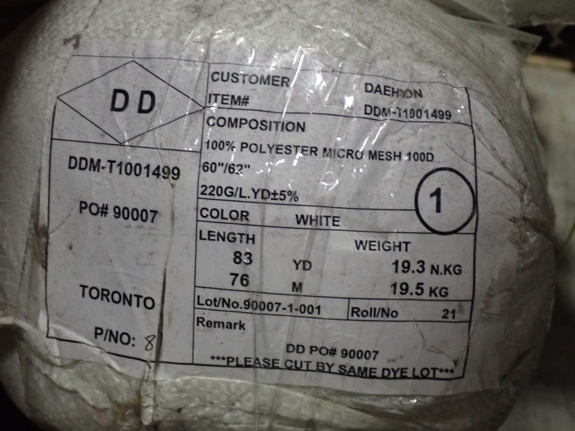 ROLLS - 100% POLYESTER MICROMESH 100D 60/62"(50 & 83 YD/ ROLL) - Image 4 of 5