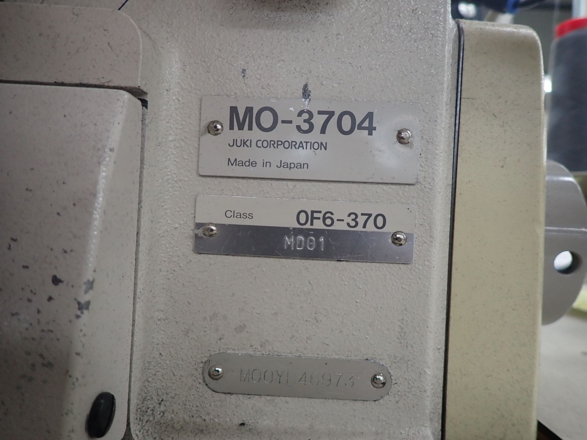 JUKI MO-3704 3-THREAD SERGER W/ RACING TFU-15 TAPE METER & MD01 CONTROLLER, SN MOOYB46973 - Image 4 of 11