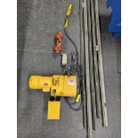 BUDGET 1/2HP ELECT HOIST W/ TROLLEY (APPROX. 25' RUNWAY) & CABLE SLIDER TRACK