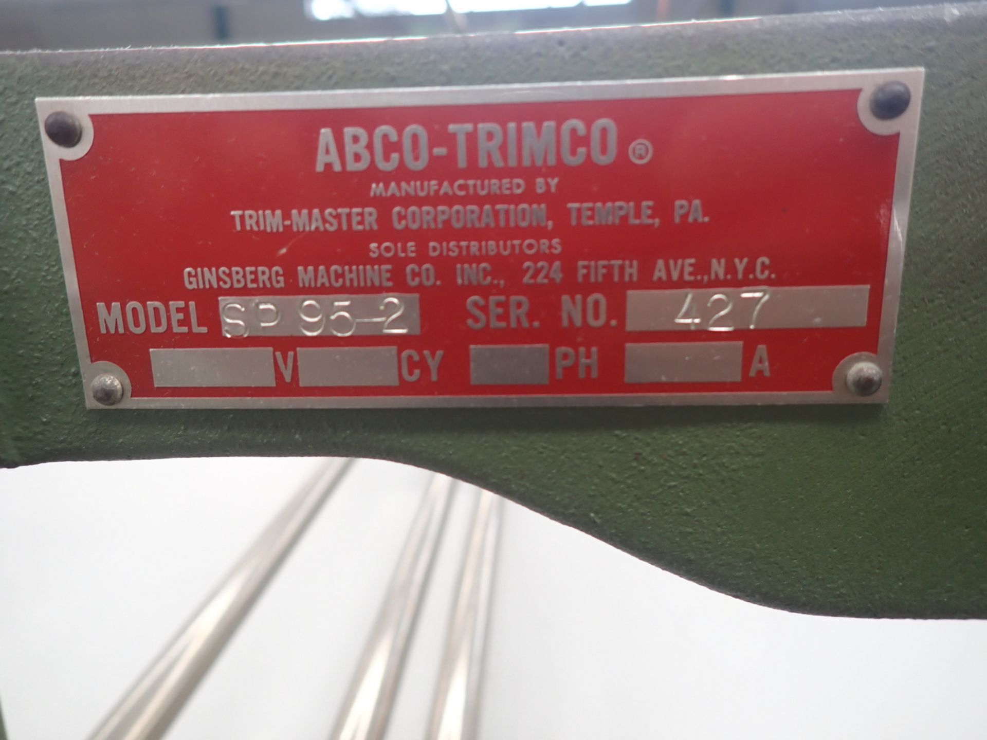 ABCO TRIMCO SP95-2 TABLE TOP FABRIC SPREADER - Image 2 of 2