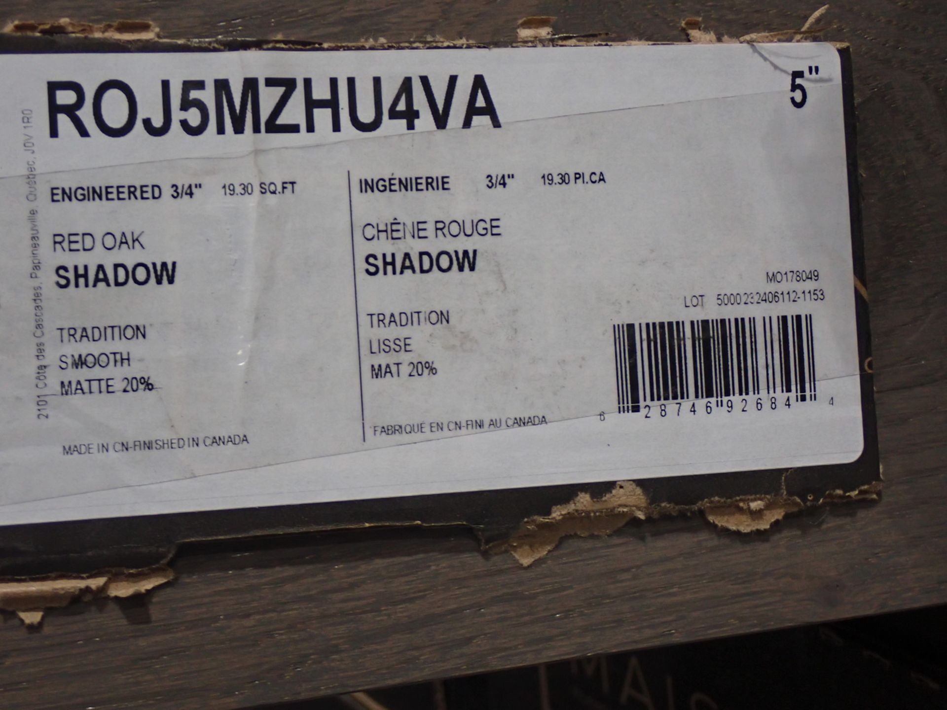 BOXES - RED OAK SHADOW 5" X 3/4" ENGINEERED HARDWOOD FLOORING (19.3 SQFT/BOX) - Image 2 of 3