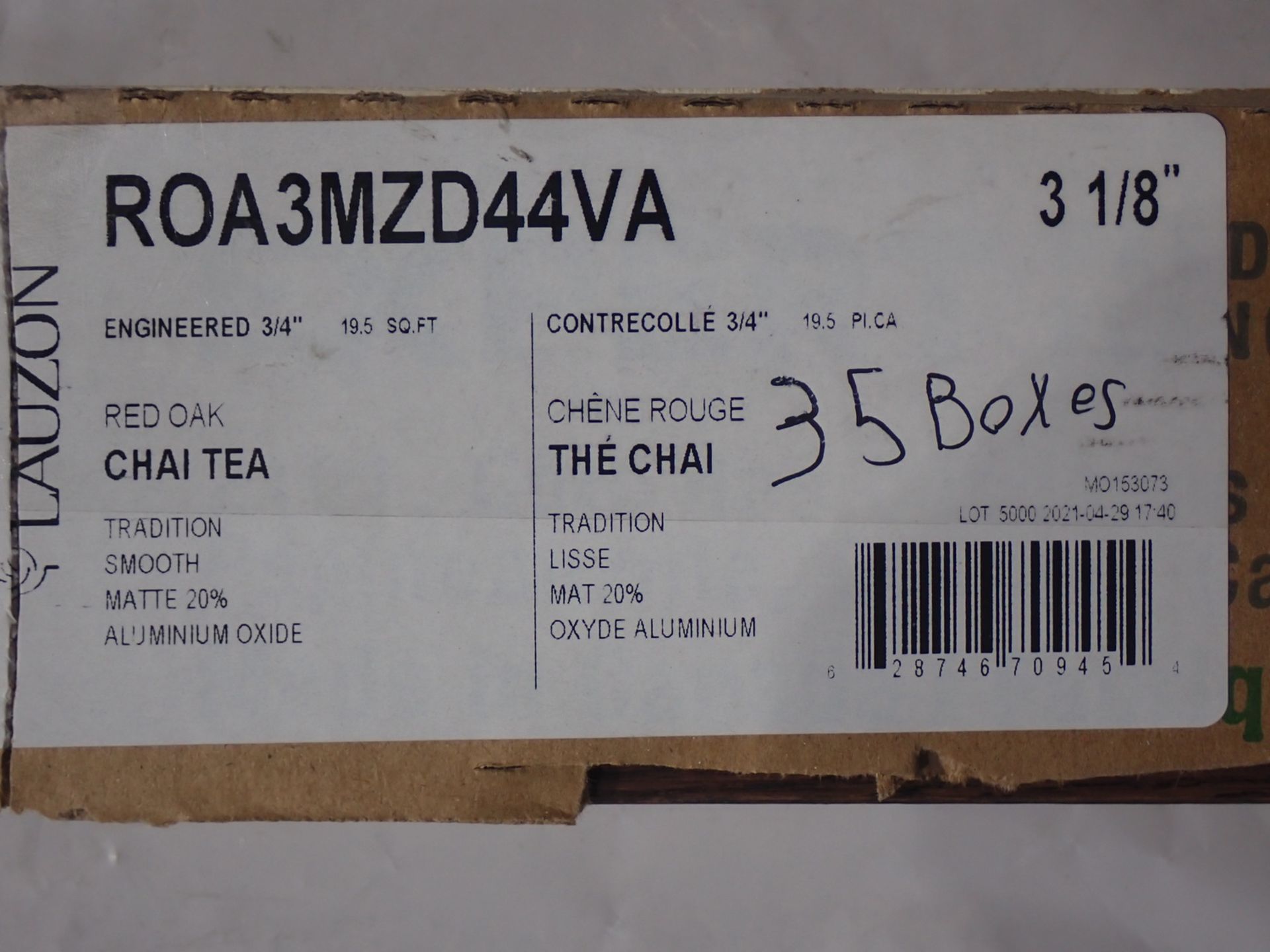 BOXES - RED OAK CHAI TEA 3-1/8" X 3/4" ENGINEERED HARDWOOD FLOORING (19.5 SQFT/BOX) - Image 2 of 3