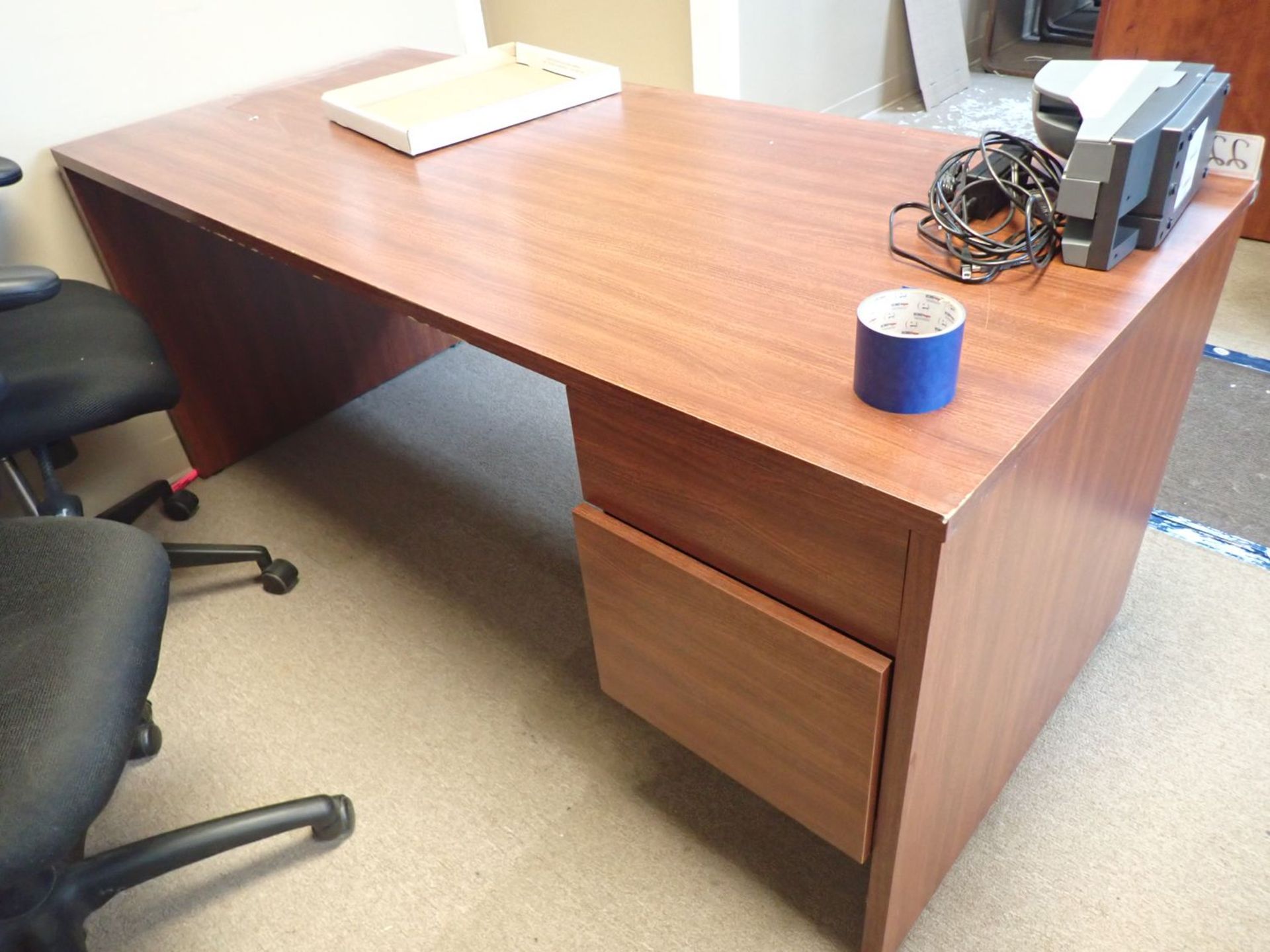 LOT - MAHOGANY DESKS & STORAGE / FILE DRAWER UNIT - Image 3 of 3