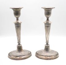 Pärchen grosse Kerzenhalter Georg III. Stil Sterling Sheffield 1900