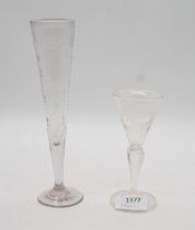 Schaumwein Stangenglas ca. um 1800 und italienisches Barockglas 18.Jh.