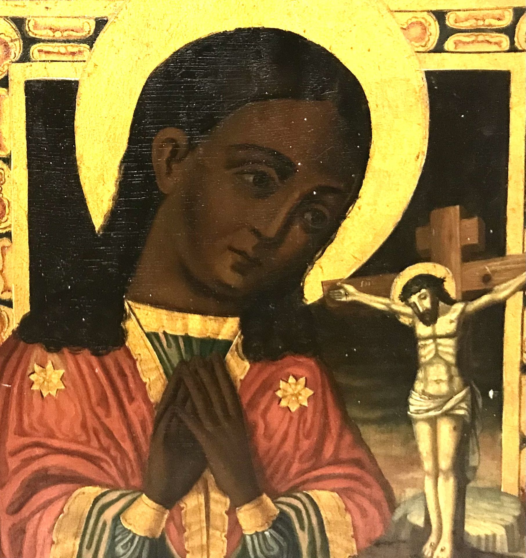 Ikone, Gottesmutter den Gekreuzigten anbetend, Russland 19.Jhd. - Bild 2 aus 4