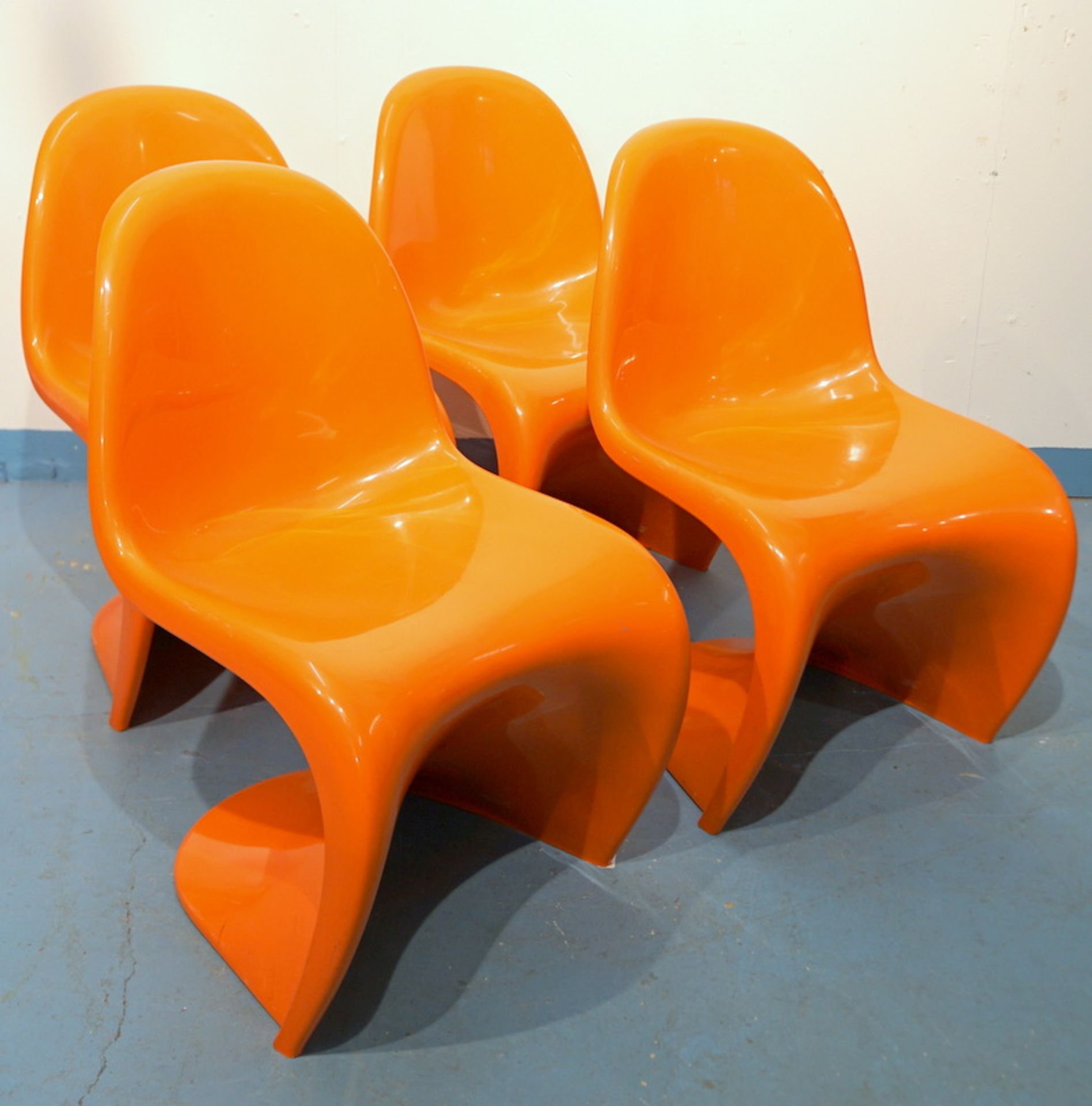Verner Panton: 4 Orange S-Chair Fehlbaum Produktion f. Hermann Miller - Bild 2 aus 3
