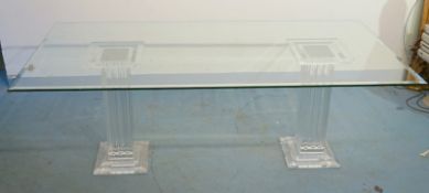 Säulentisch Plexiglas und Glas 80er