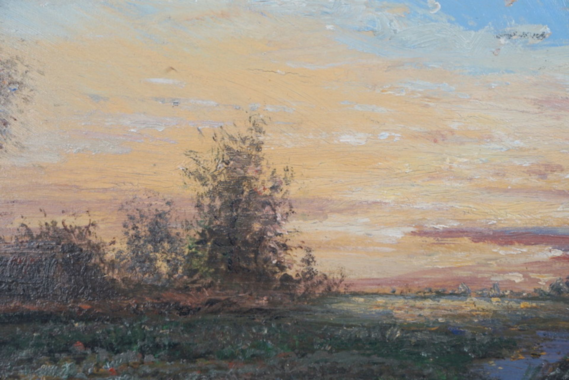 Delpy, Hippolyte Camille: Sonnenaufgang über einem französischem Dorf mit Bachlauf - Image 5 of 6