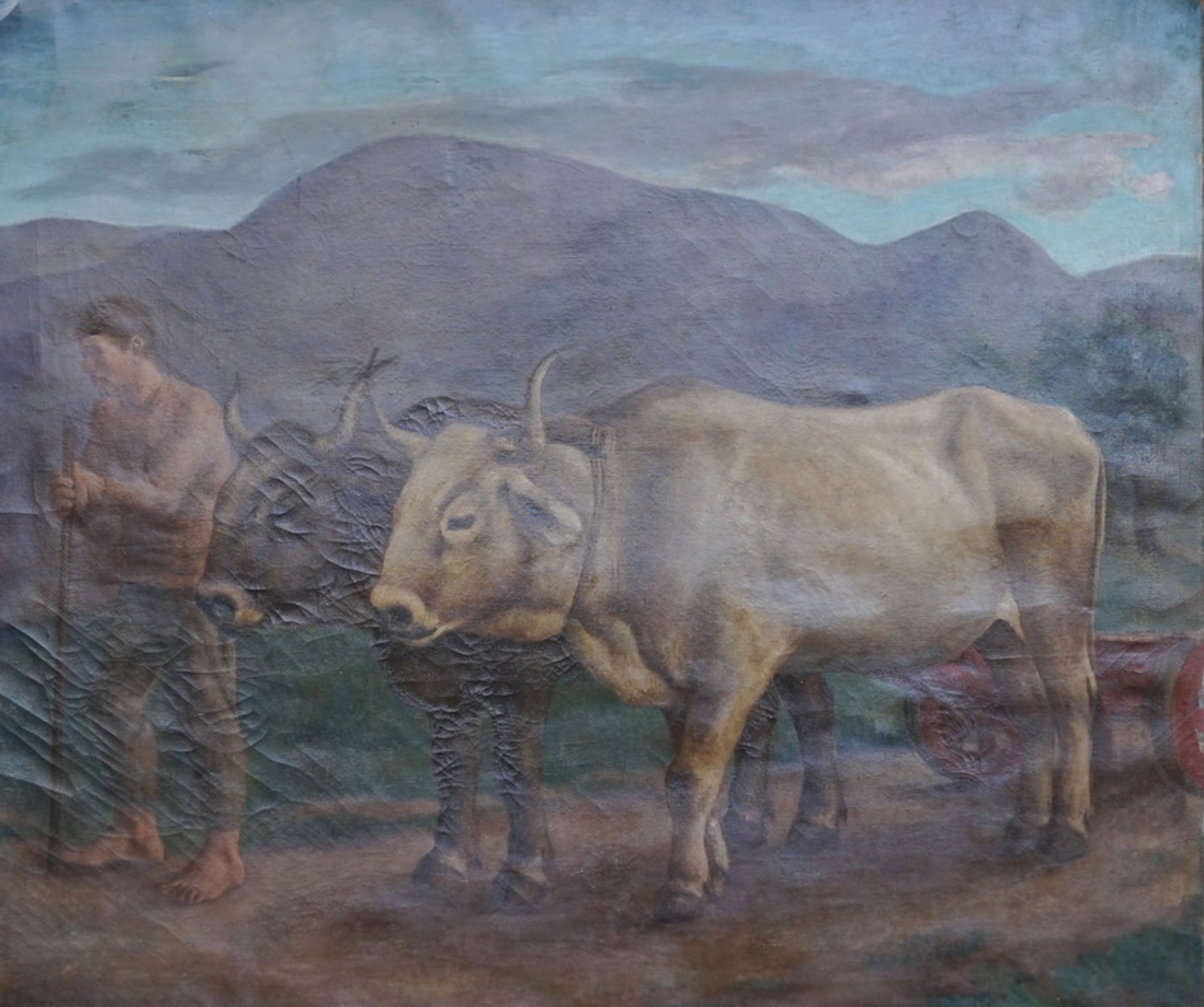 Oppi, Ubaldo: Feldarbeiter mit Ochsengespann dat 1927/28 - Image 2 of 5