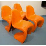 Verner Panton: 4 Orange S-Chair Fehlbaum Produktion f. Hermann Miller