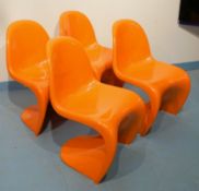 Verner Panton: 4 Orange S-Chair Fehlbaum Produktion f. Hermann Miller