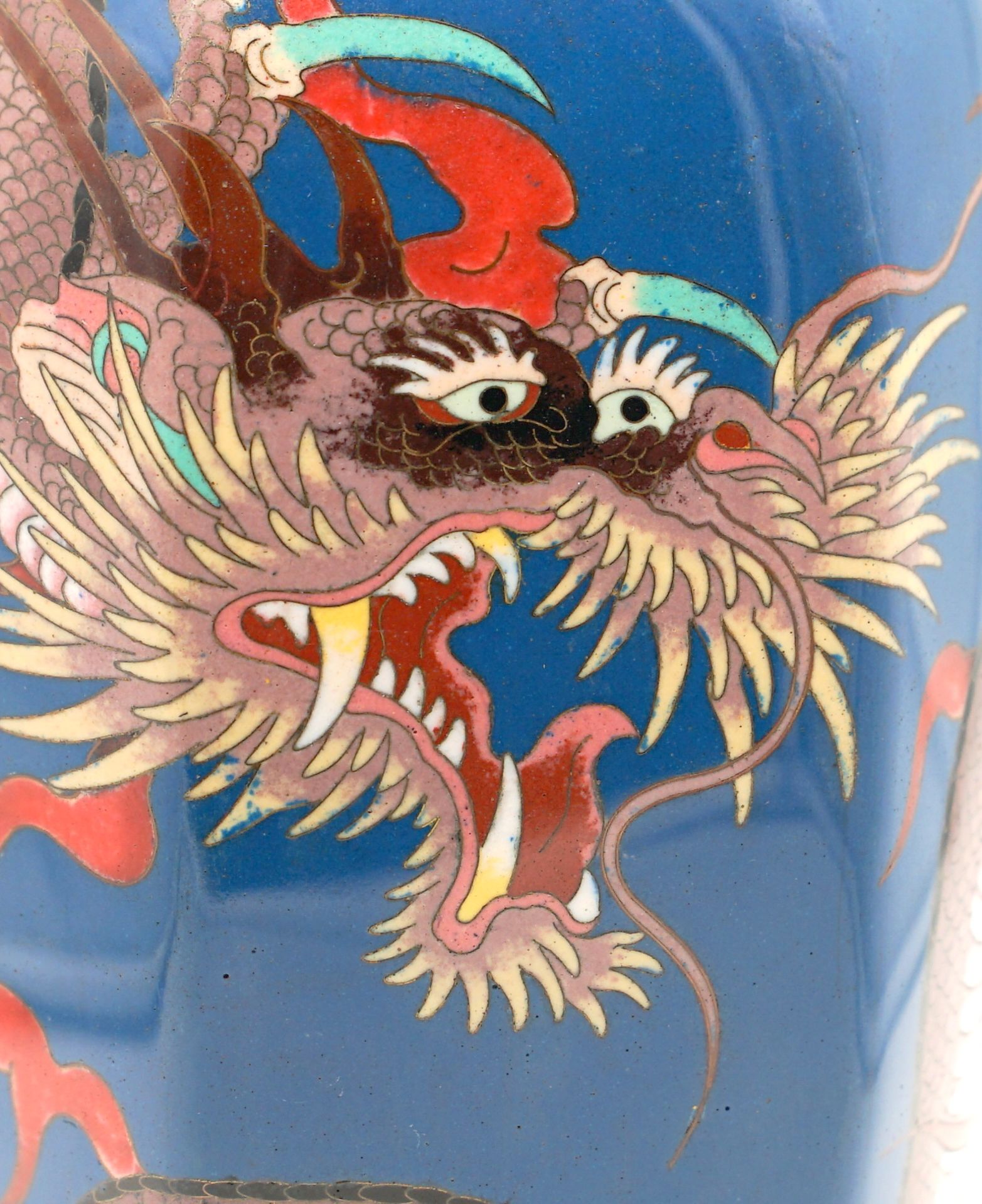 Cloissonné Vase mit Jap. Luftdrachen - Meiji Period - Bild 4 aus 5