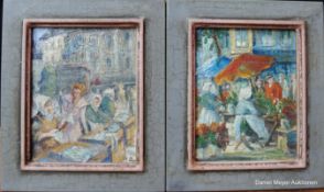 Pärchen Gemälde buntes Markttreiben