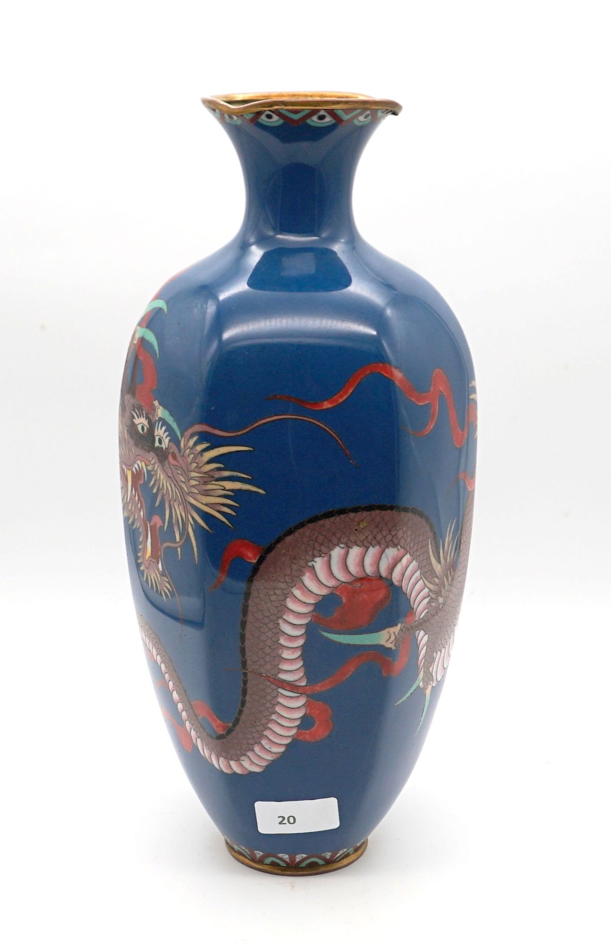 Cloissonné Vase mit Jap. Luftdrachen - Meiji Period - Bild 3 aus 5