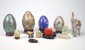 Set asiatischer Cloisonné Eier & Zierrat 10-teilig