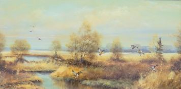 Dahms, Paul W.: Moorlandschaft mit auffliegenden Wildenten.