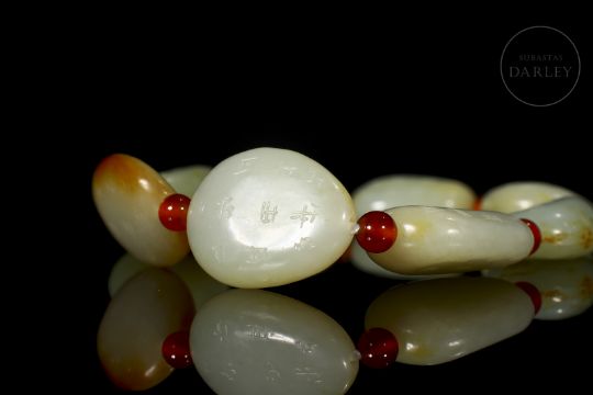 Eight jade bead bracelet, 20th century - Bild 4 aus 6