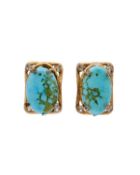 A Chanel rare pair of Turquoise Gripoix and crystal set clip earrings, circa 1950's.