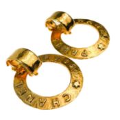 A Chanel 24ct gold-plated pair of hoop earrings, circa 1988.