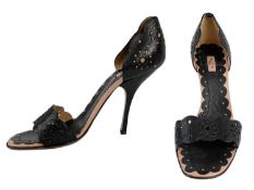 A pair of Alaia Paris black leather Stiletto heels, size 40.