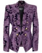 A Balmain Paris purple velvet blazer jacket.
