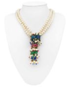 An exceptional Maison Gripoix for Chanel 1950's 'Moghul' red and green glass bead & faux pearl penda