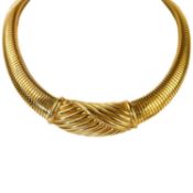 Christian Dior Bijoux 1980s gold plated omega snake link choker necklace.