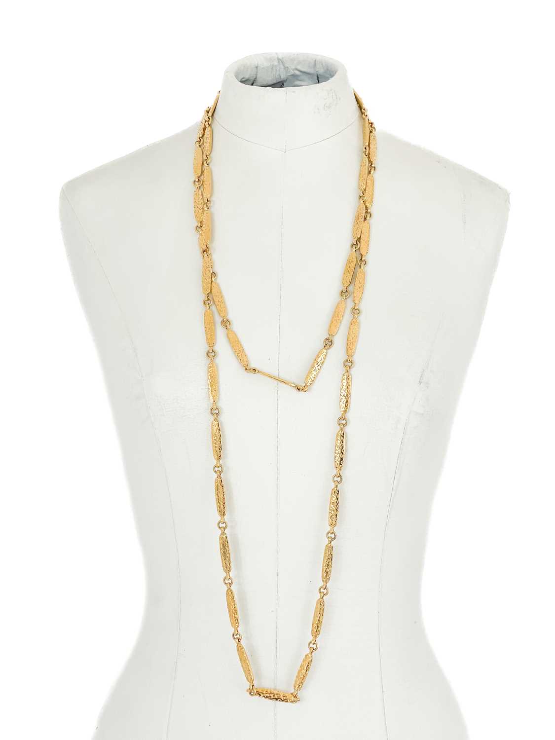 A Chanel 24ct gold-plated bar link extremely long necklace, circa 1990/91. - Image 2 of 3