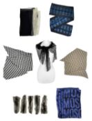 A collection of designer scarves.