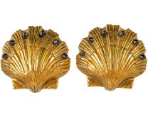 A Chanel rare pair of 1970's gold-tone scallop shell Maison Gripoix clip earrings.
