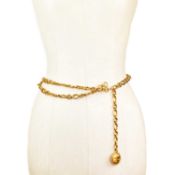 A Chanel 24ct gold-plated chain belt with CC medallion.