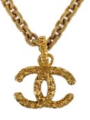 A Chanel 24ct gold-plated lava collection large CC pendant necklace, circa 1993.