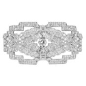 An exquisite Art Deco platinum diamond set brooch.