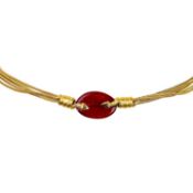 A Chanel rare 1970's red Gripoix 24ct gold-plated snake five-strand necklace.