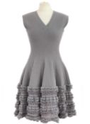 An Alaia Paris grey mixed wool fabric crinoline skater dress.