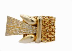 A Chanel 'Gatsby' gold-plated and crystal set bracelet, circa 1950's.